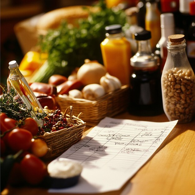 Stół z potrawami i produktami